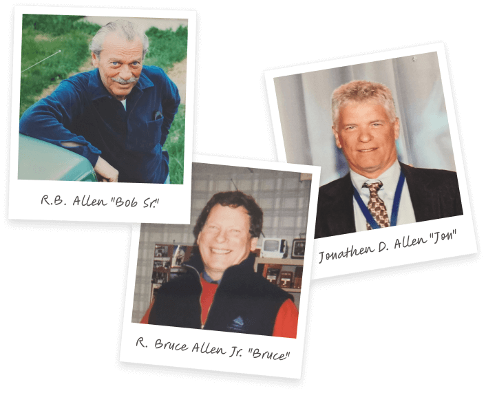 Three polaroids of generational owners of R.B Allen